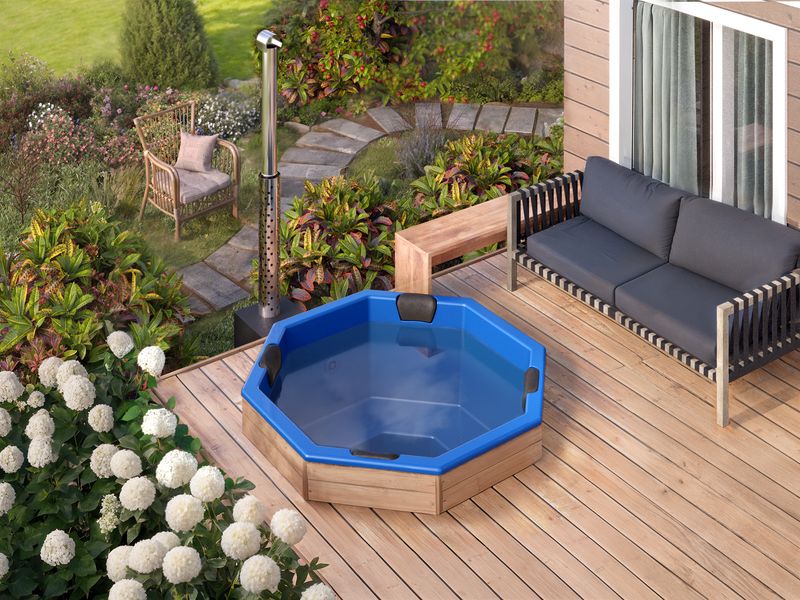 Einbau Badefass 6 Pers. für Terrasse aus GFK 1,8×1,8m