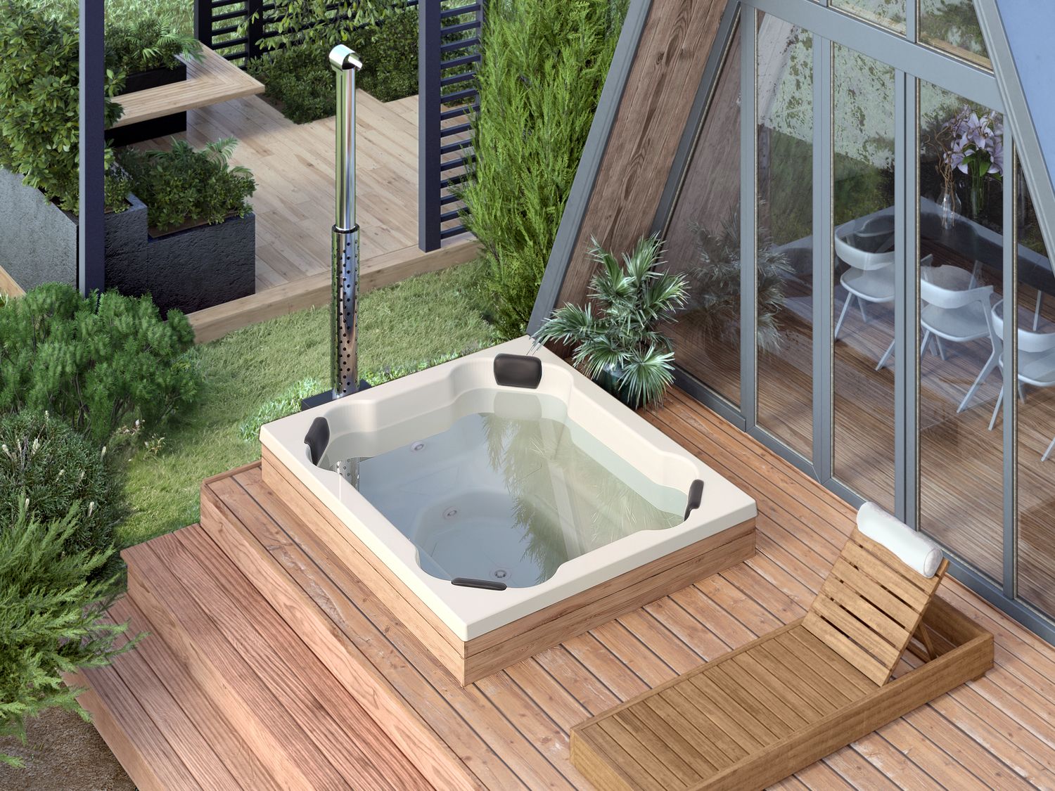 Einbau Badefass 8 Pers. für Terrasse aus GFK 2×1,7m