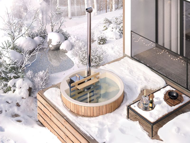 Einbau Badefass 3 Pers. für Terrasse aus GFK Ø1,8m