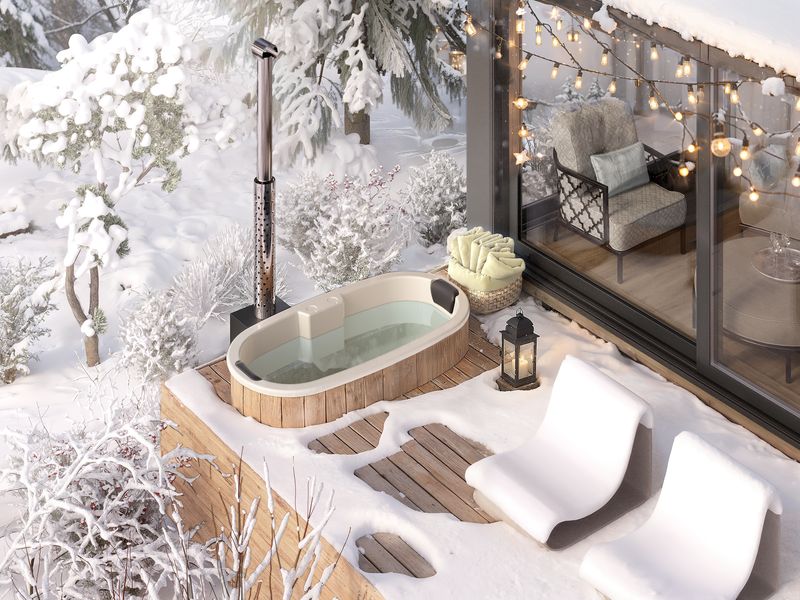 Einbau Badefass 2 Pers. für Terrasse aus GFK 1,85×0,95m