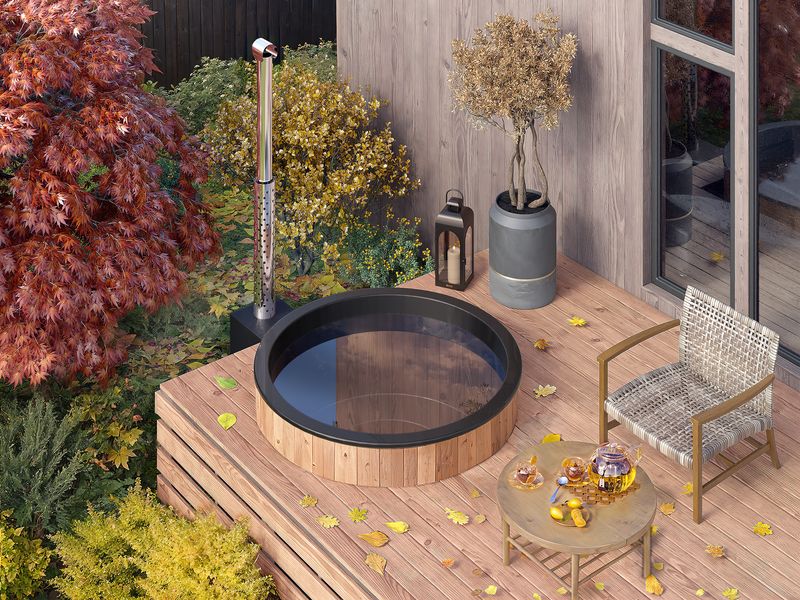 Einbau Badefass 4 Pers. für Terrasse aus GFK Ø1,8m