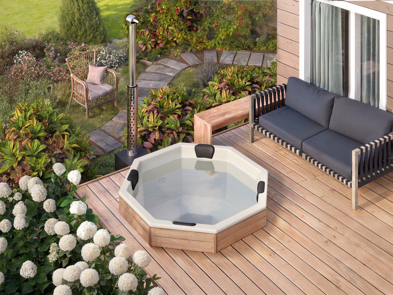 Einbau Badefass 6 Pers. für Terrasse aus GFK 1,8×1,8m