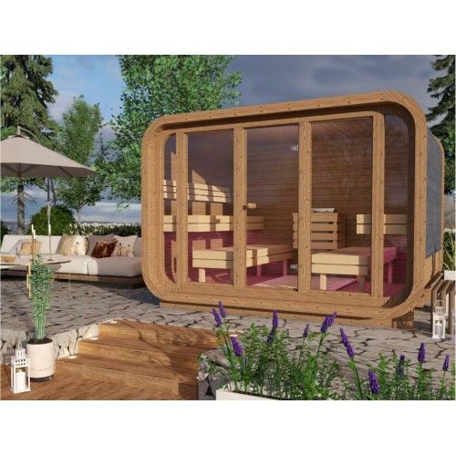Quadratische Sauna Comfort ohne Vorraum
