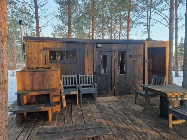 Gartensauna, Vorführmodell mit Holzofen Harvia M3 16.5 KW Gartensauna, Vorführmodell mit Holzofen Harvia M3 16.5 KW