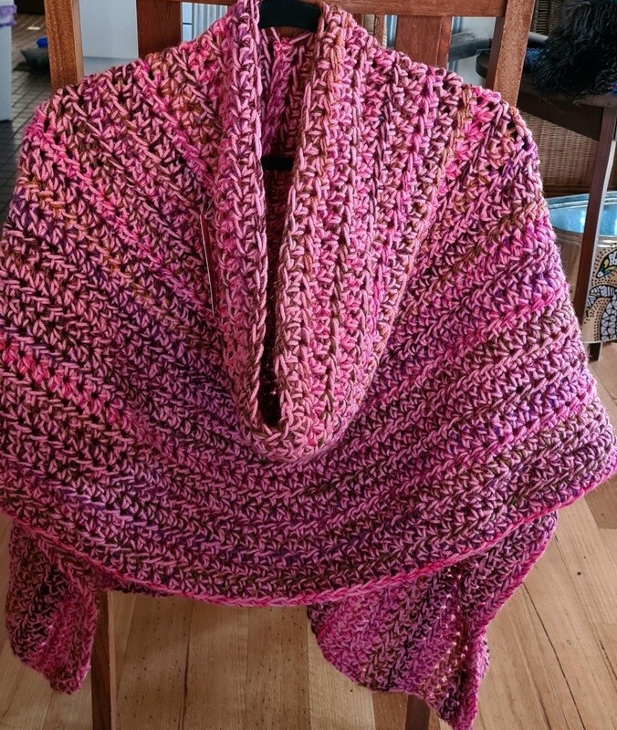 Topper/Poncho...Dusky Pink Ocean Sky