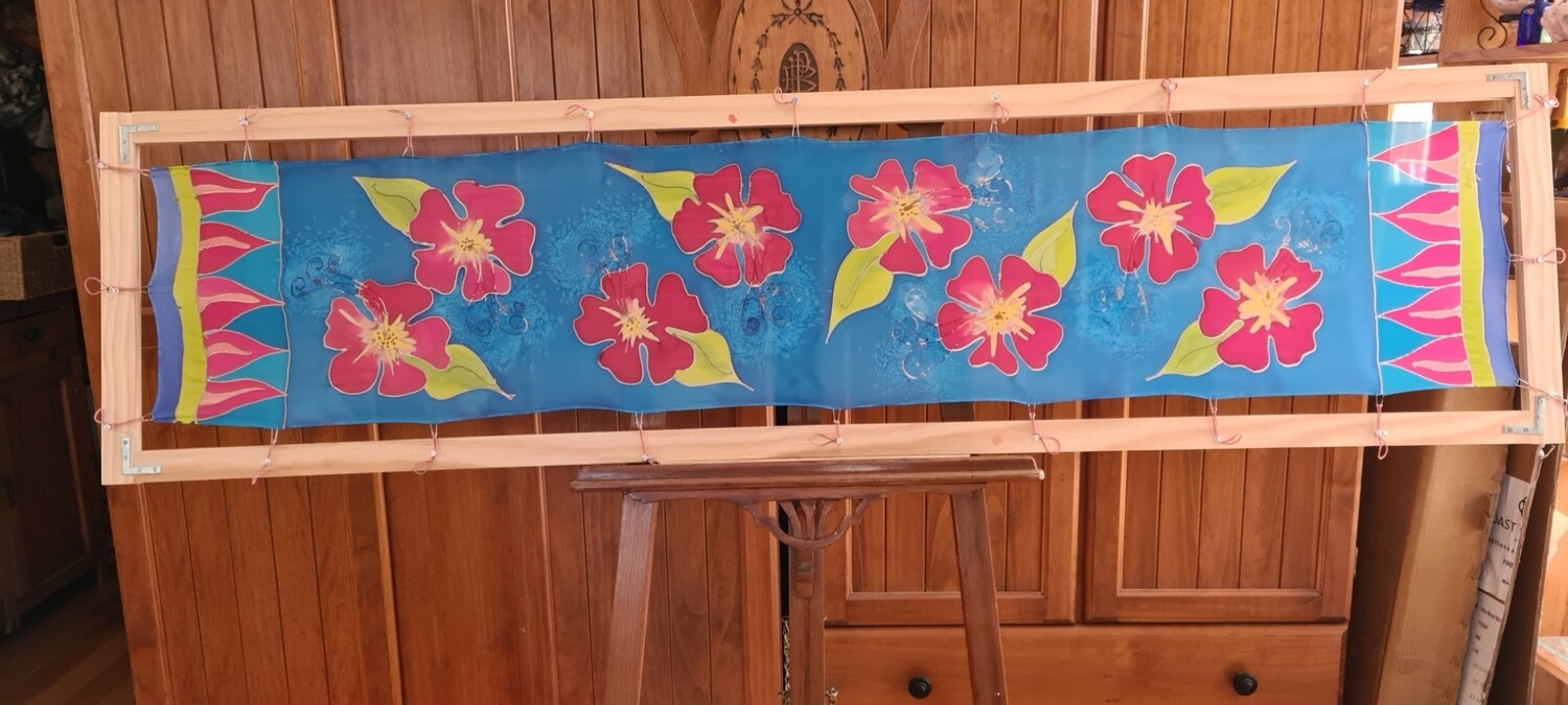 Silk Scarf - Hand Painted - Hibiscus