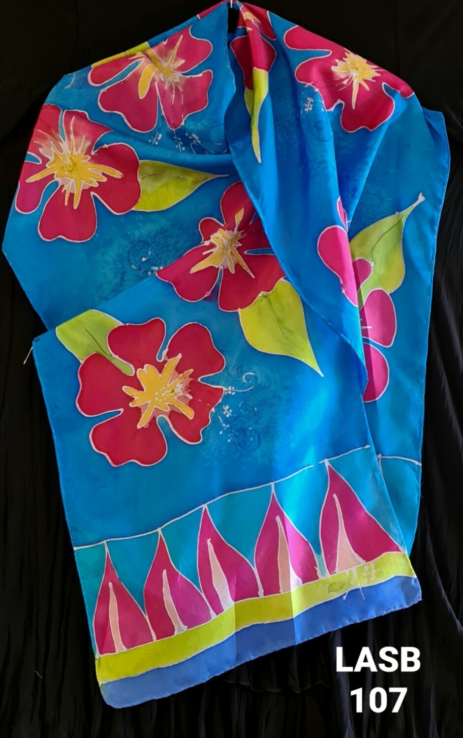 Silk Scarf - Hand Painted - Hibiscus
