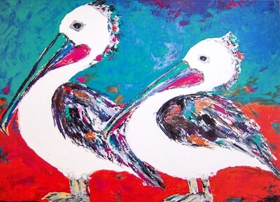 Two Little Pelicans - Acrylic - digital Image