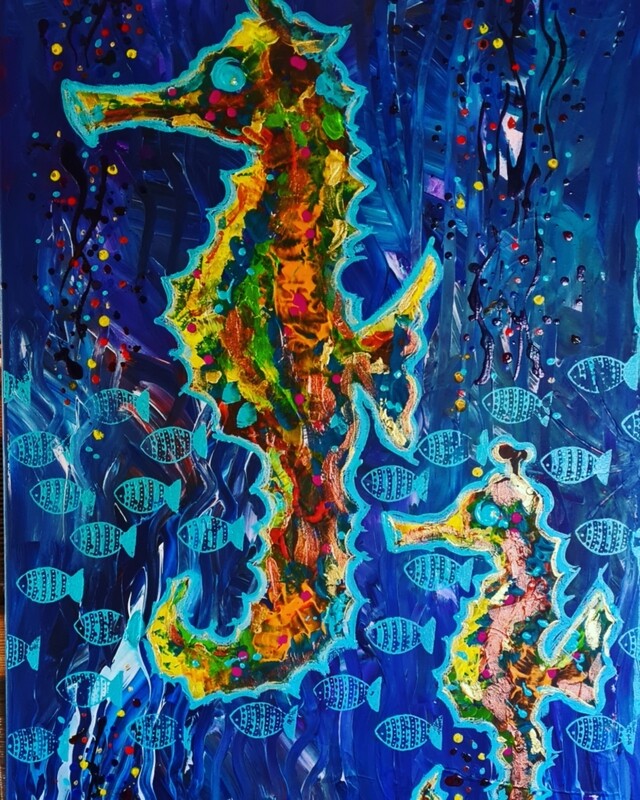 Shimmering Seahorses An Original Painting