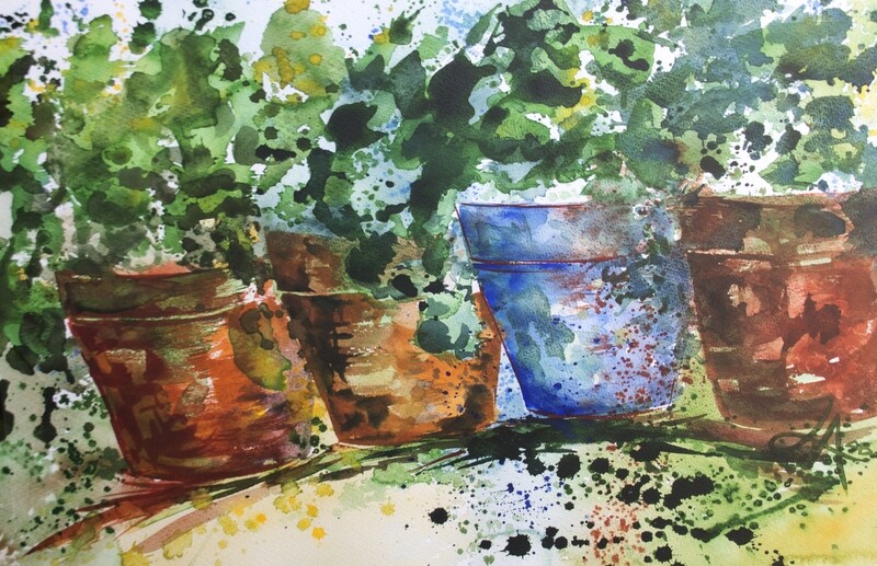Potted Geraniums - Digital Image