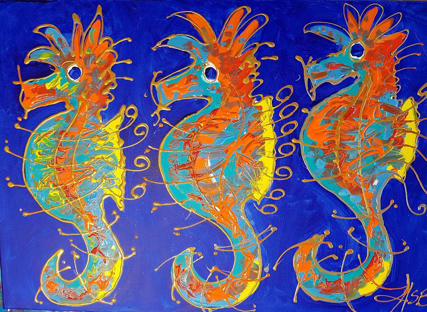 Dancing Seahorses Abstract - Digital Image
