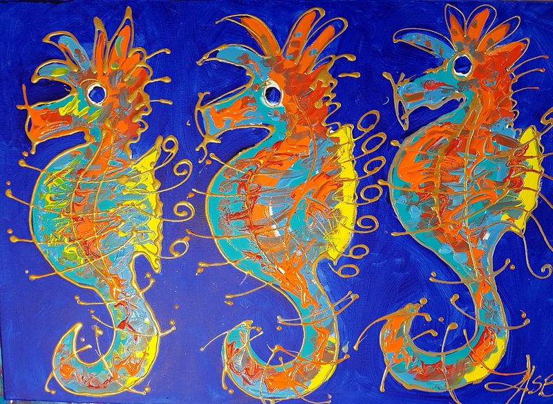Dancing Seahorses Abstract - Digital Image