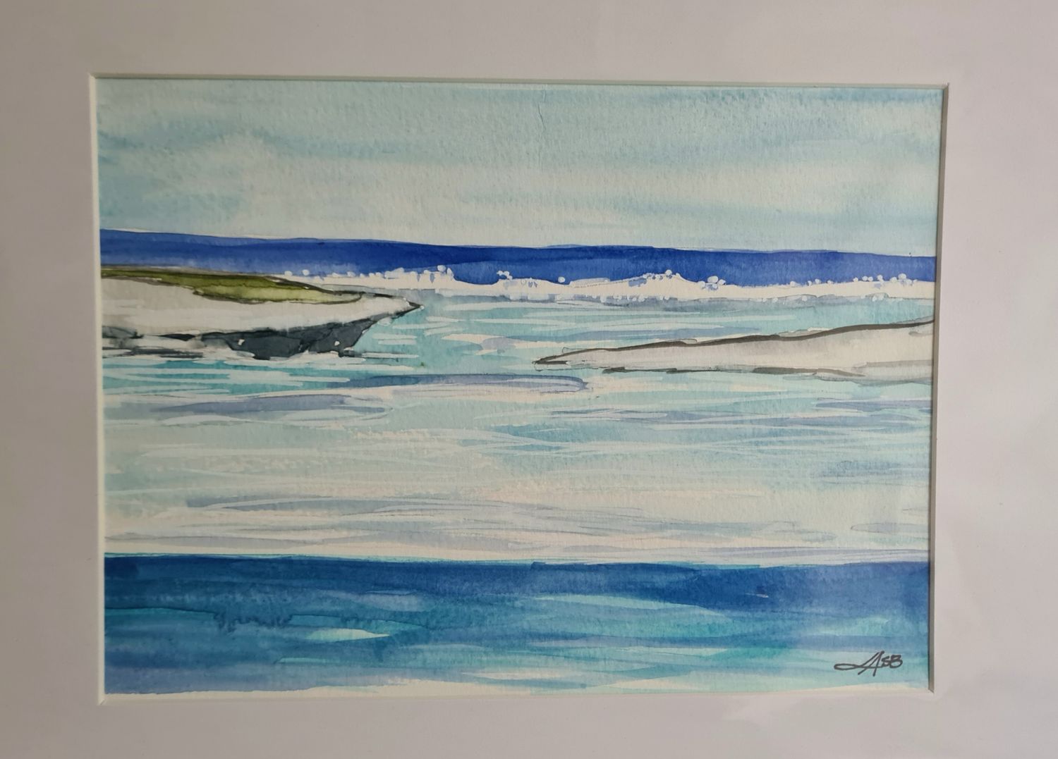 Coastal Reef Original Water Colour and Ink Original - Size A4 Mounted Artwork $55 