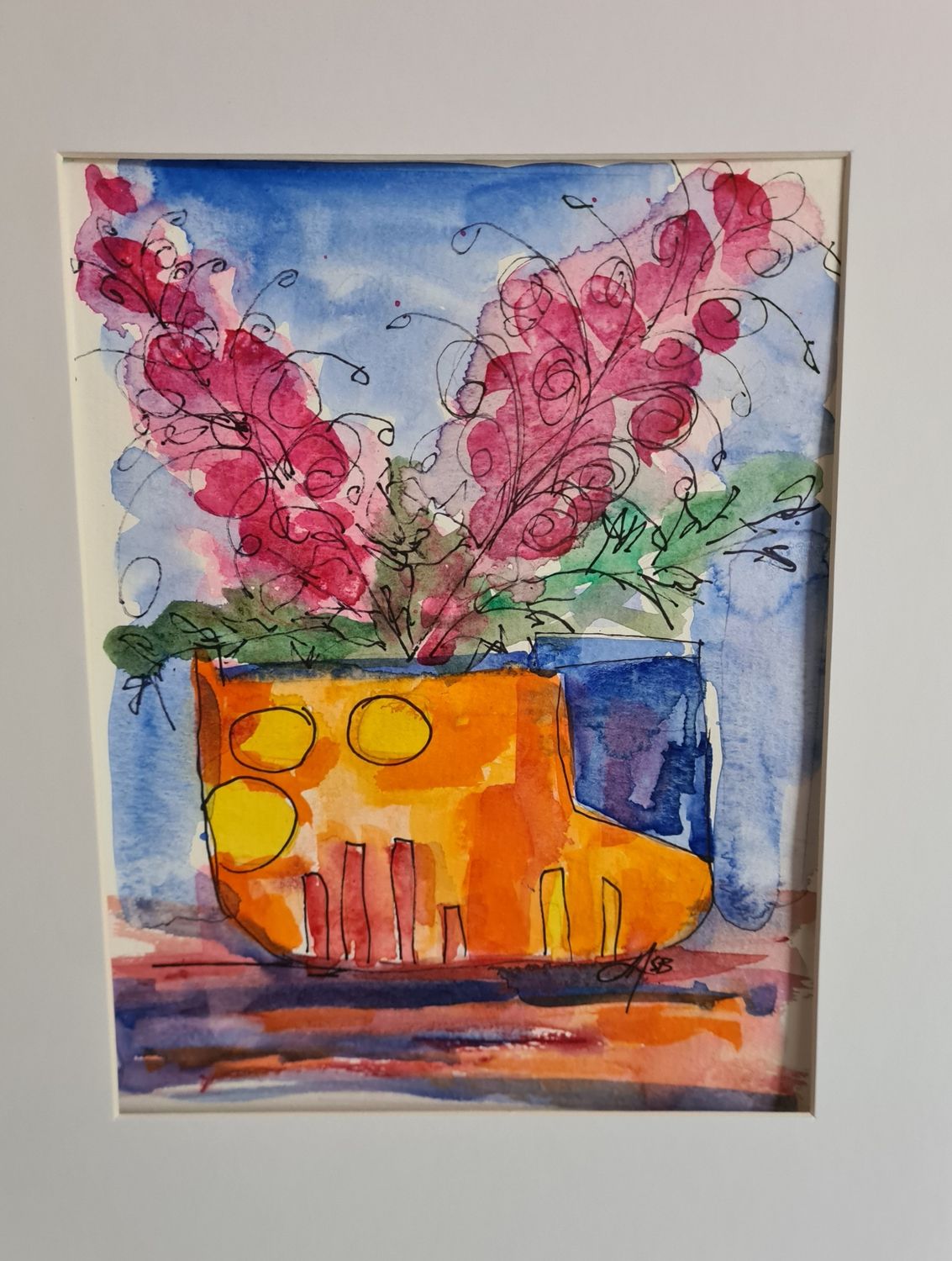 Grevilla Original Water Colour and Ink Original - Size A4 Mounted Artwork