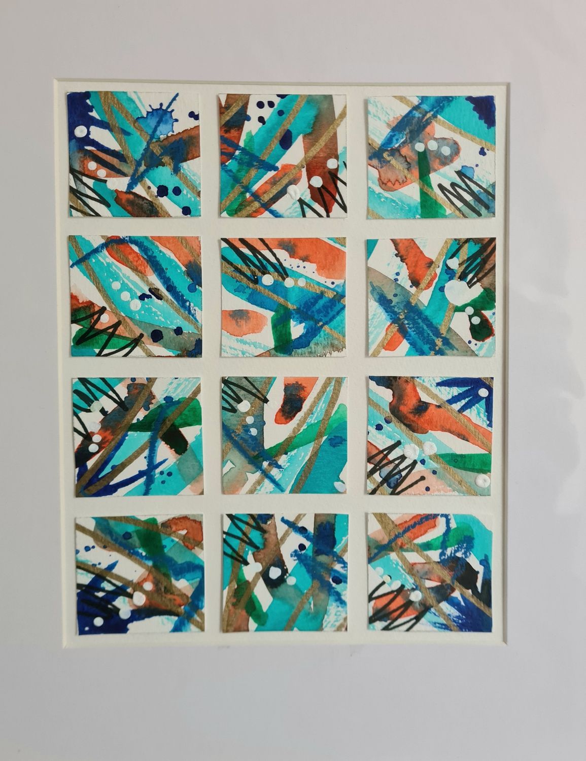 Coastal Abstract Windows Original Water Colour and Ink Original - Size A4 Mounted Artwork