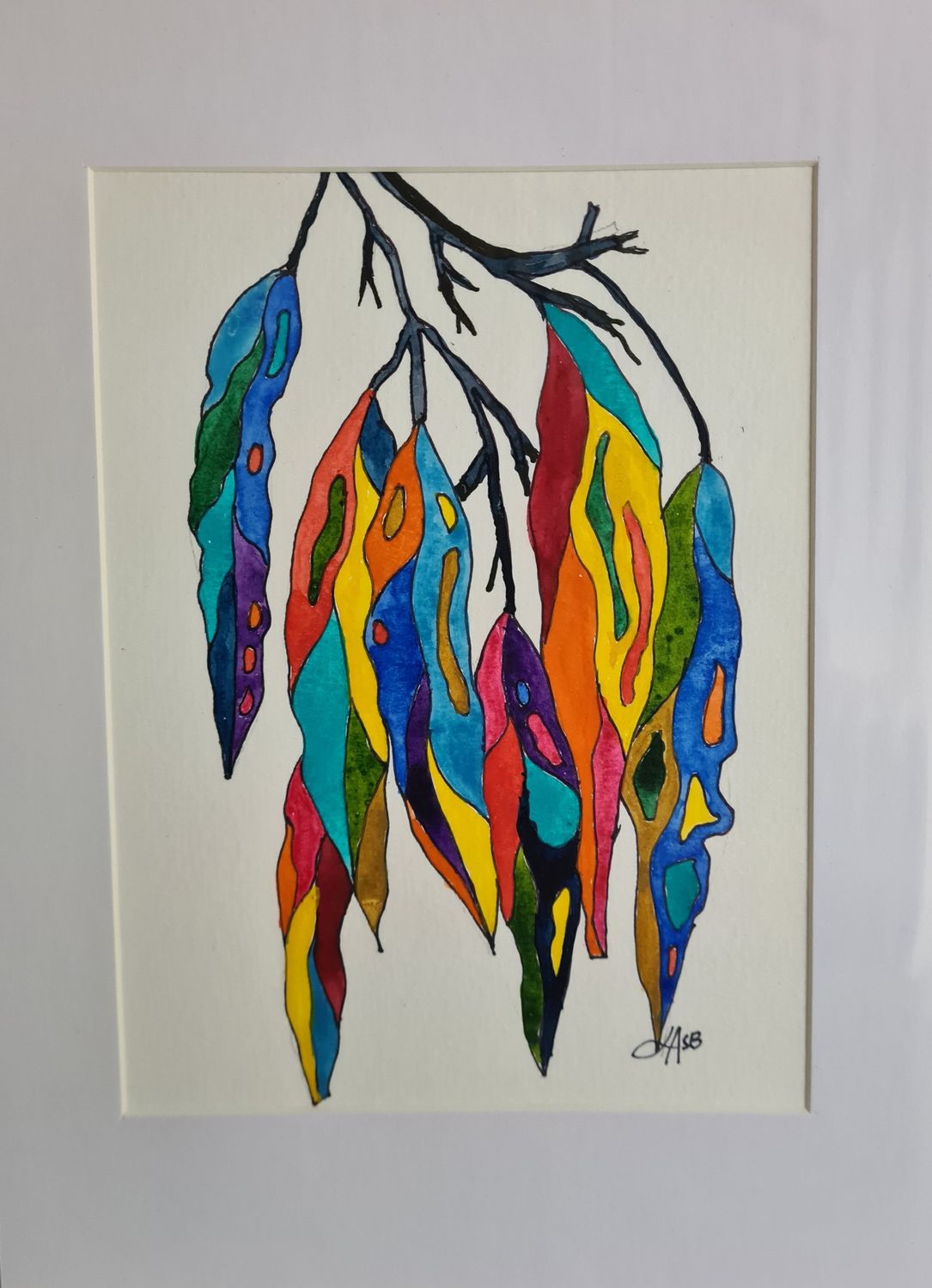 Gumleaves Original Water Colour and Ink Original - Size A4 Mounted Artwork