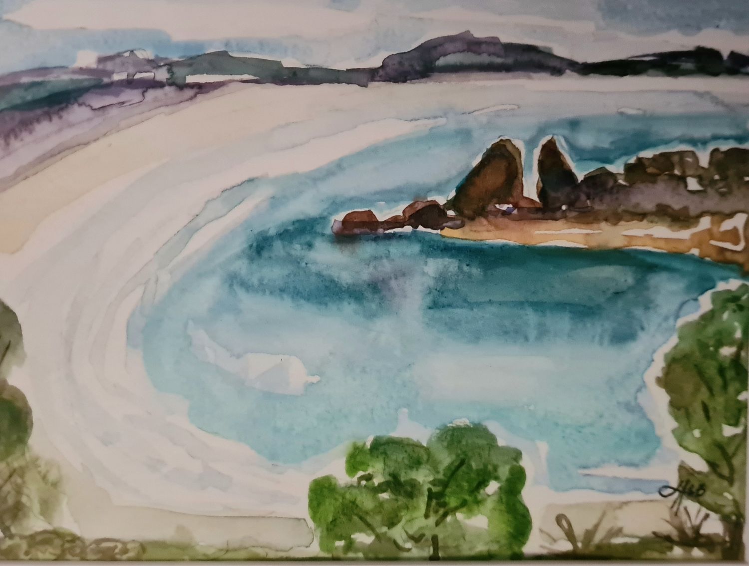 Cheynes Bayview - Original Water Colour and Ink Original - Size A4 Mounted Artwork $55 
