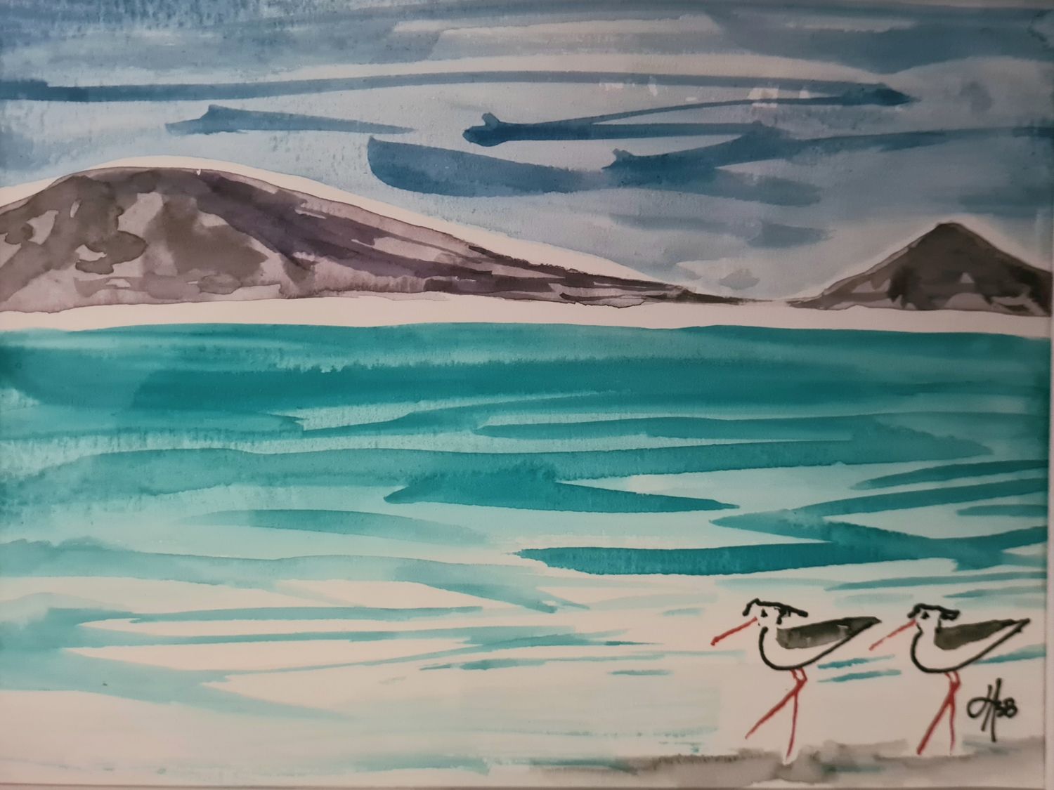 Bayview - Original Water Colour and Ink Original - Size A4 Mounted Artwork $55 