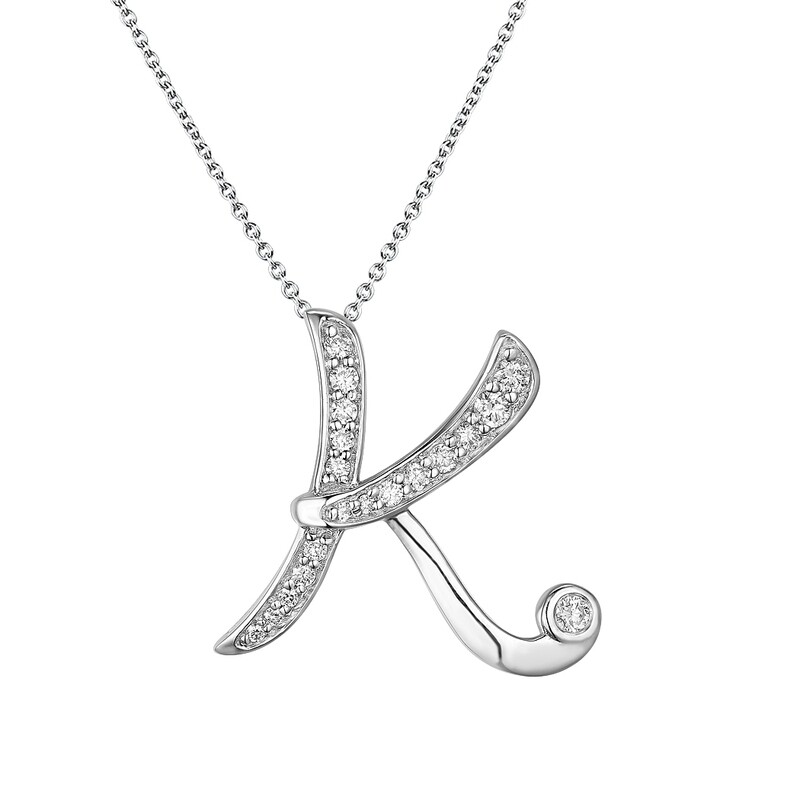 K Pendant in 18K White Gold with Diamonds
