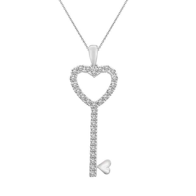 Key Pendant in 18K White Gold with Diamonds
