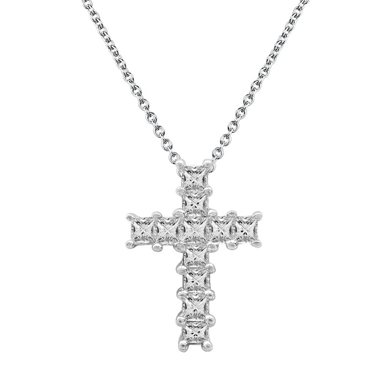 Cross Pendant in 18K White Gold with Diamonds