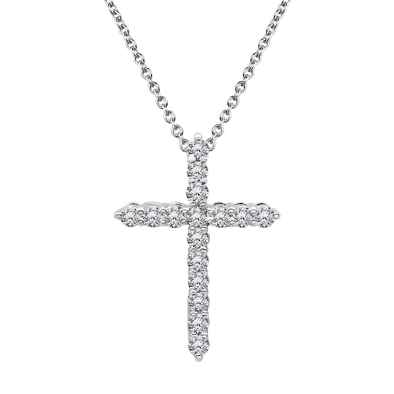 Cross Pendant in 18K White Gold with Diamonds