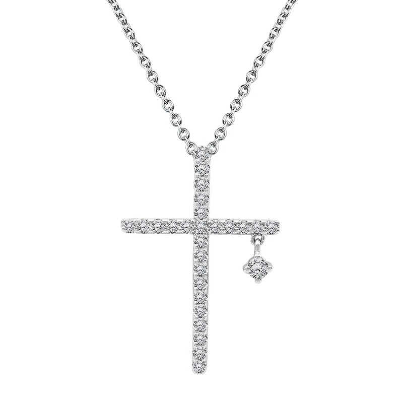 Cross Pendant in 18K White Gold with Diamonds