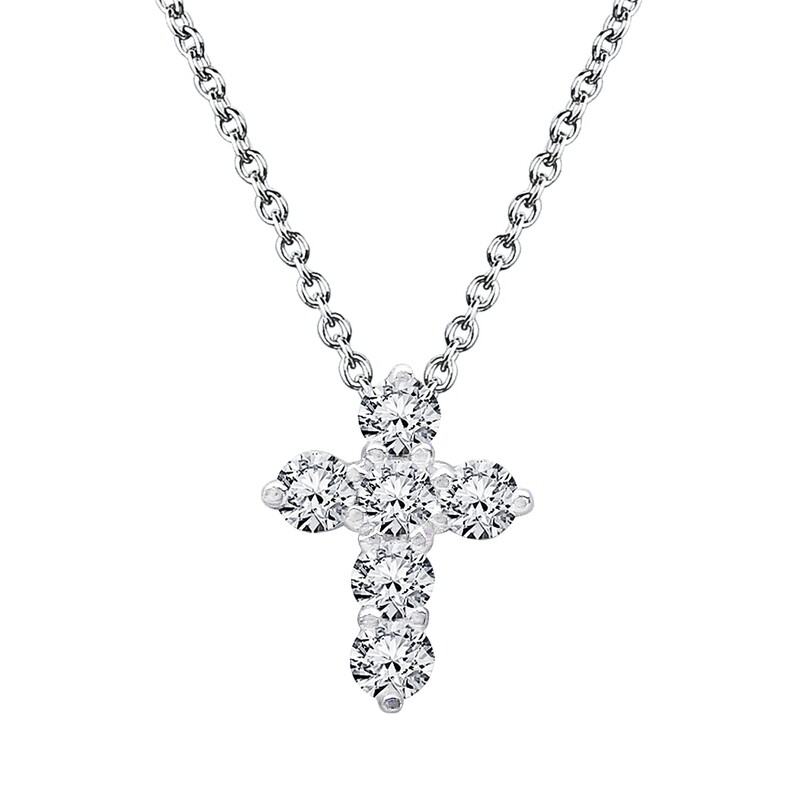 Cross Pendant in 18K White Gold with Diamonds