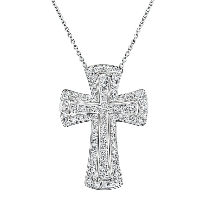 Cross Pendant in 18K White Gold with Diamonds