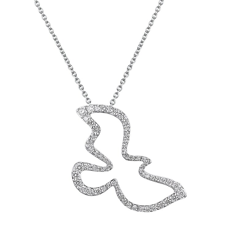 Dove Pendant in 18K White Gold with Diamonds