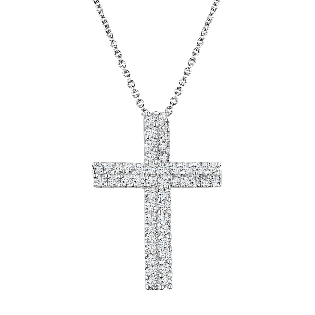 Cross Pendant in 18K White Gold with Diamonds