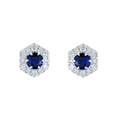14K White Gold Sapphire Diamond Earrings