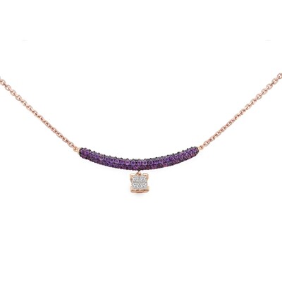 18K Rose and Black Gold Amethyst Diamond Necklace