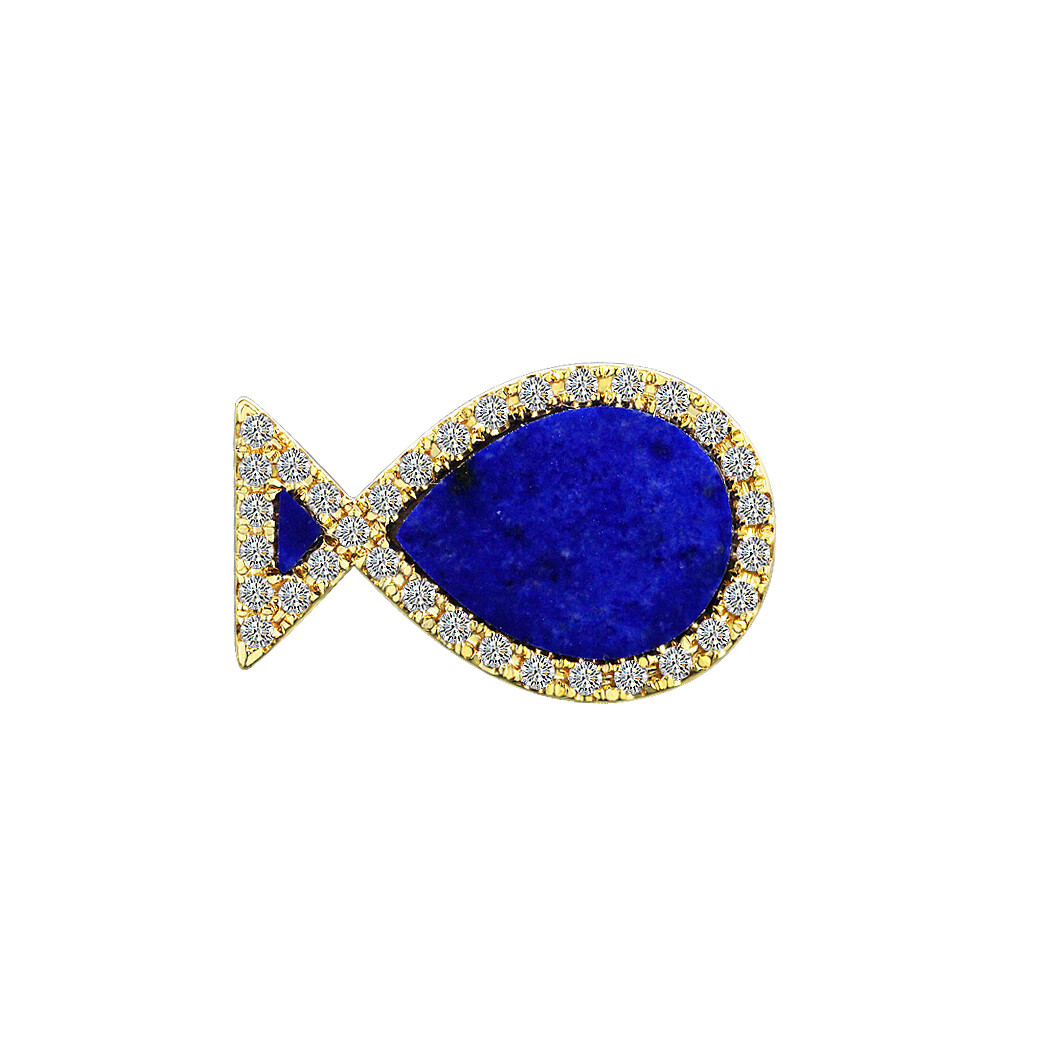 Signature Blessing Lapis and Diamond Pin