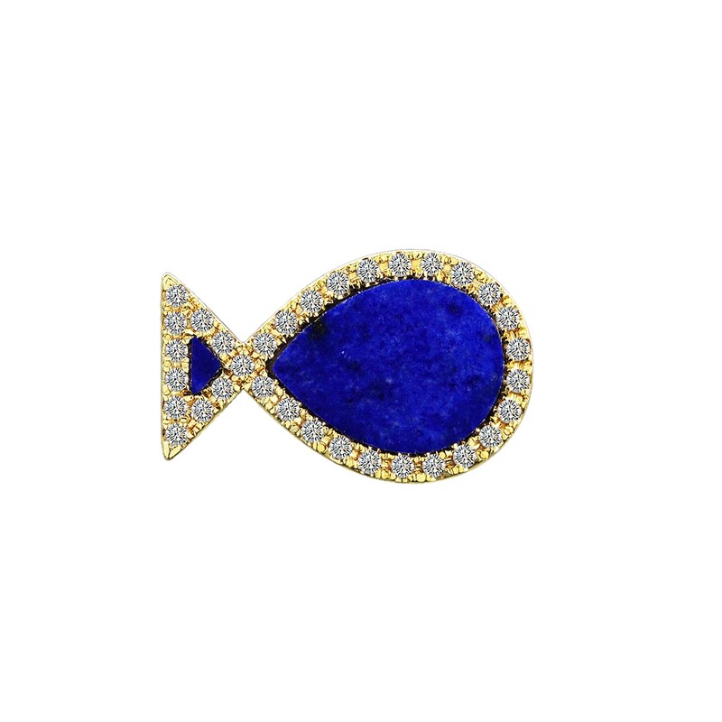 Signature Blessing Lapis and Diamond Pin