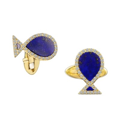Signature Blessing Lapis and Diamond Cufflinks for Men (for order only)
