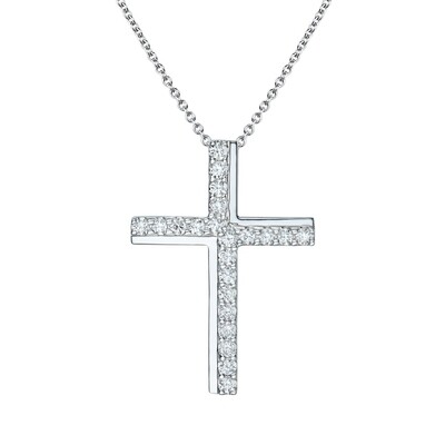 Cross Pendant in 18K White Gold with Diamonds