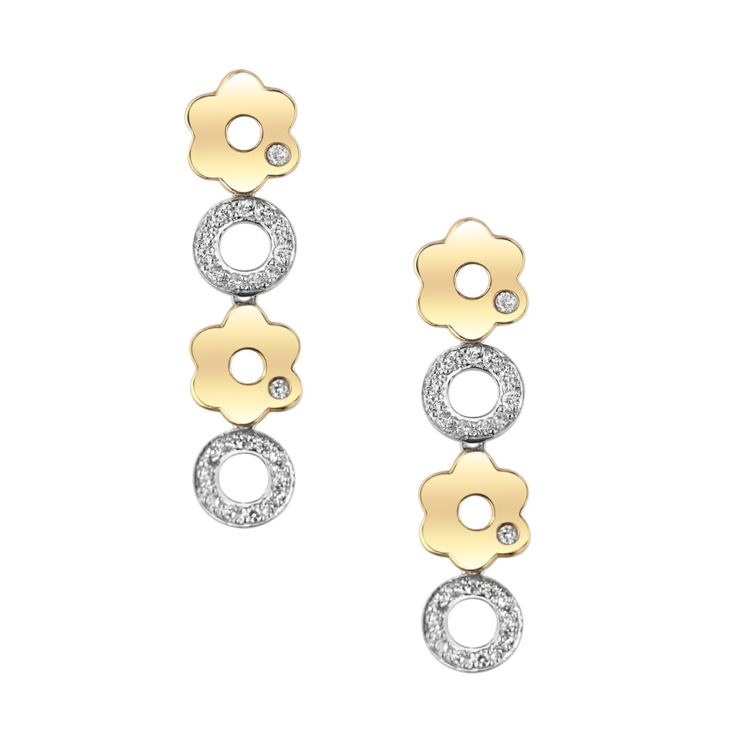 18K Rose and White Gold Diamond Earrings