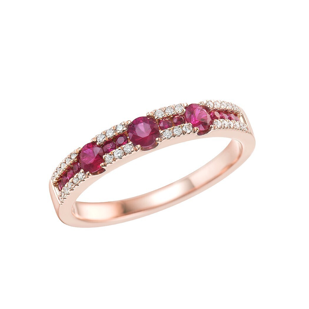 Ruby and Diamond Ring in 18K Rose Gold