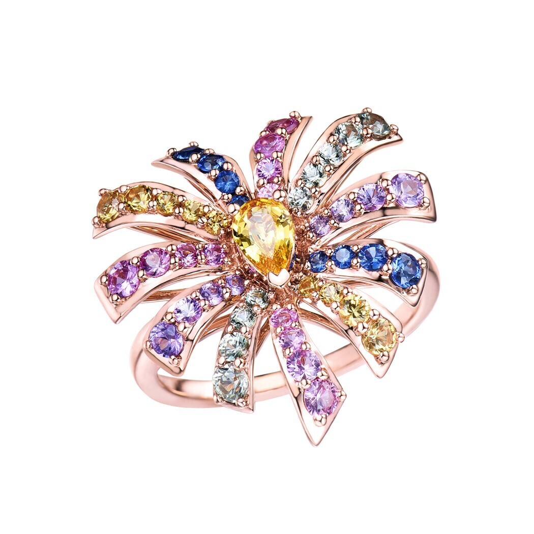 Assorted Stones Ring in 18K Rose Gold