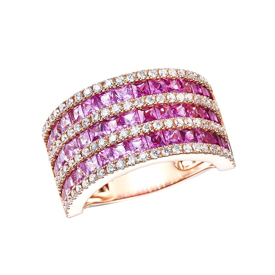 Pink Sapphire and Diamond Ring in 18K Rose Gold