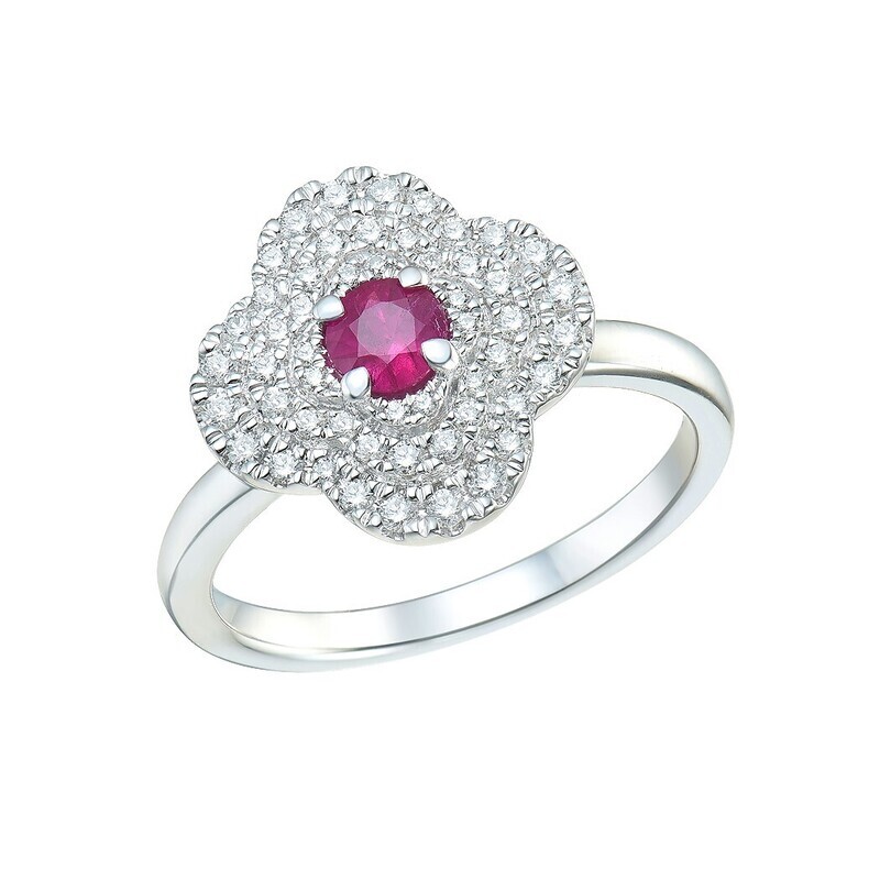 Ruby and Diamond Ring in 18K White Gold