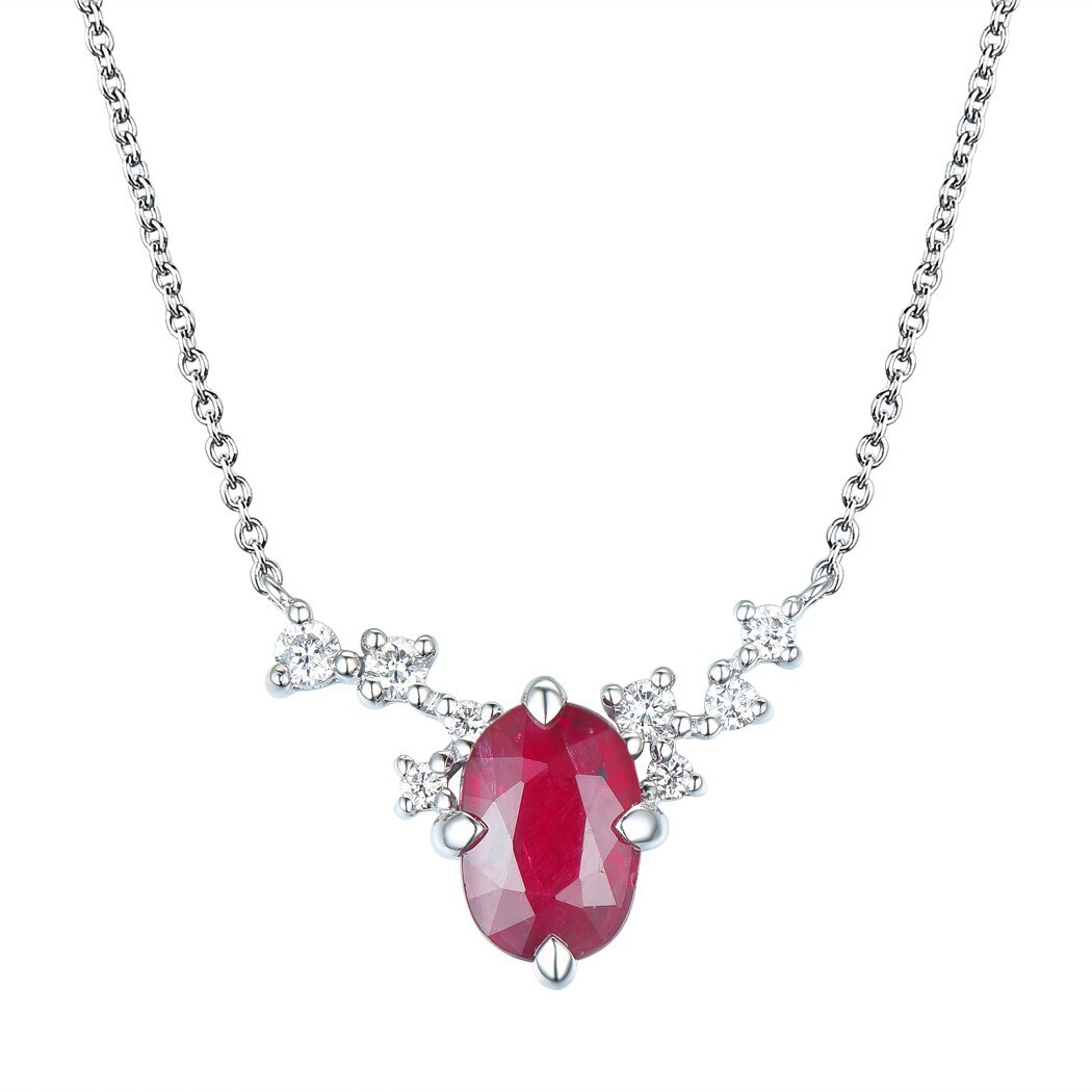 Ruby and Diamond Necklace in 18K White Gold