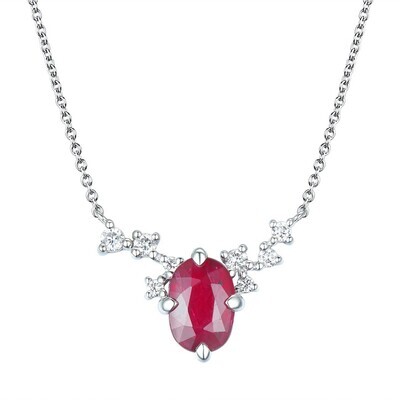Ruby and Diamond Necklace in 18K White Gold