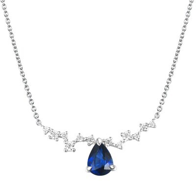 Sapphire and Diamond Necklace in 18K White Gold
