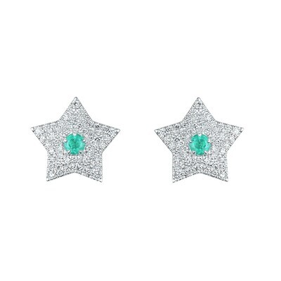 Emerald and Diamond Earrings in 18K White Gold