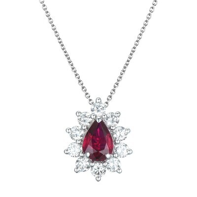 Ruby and Diamond Necklace in 18K White Gold