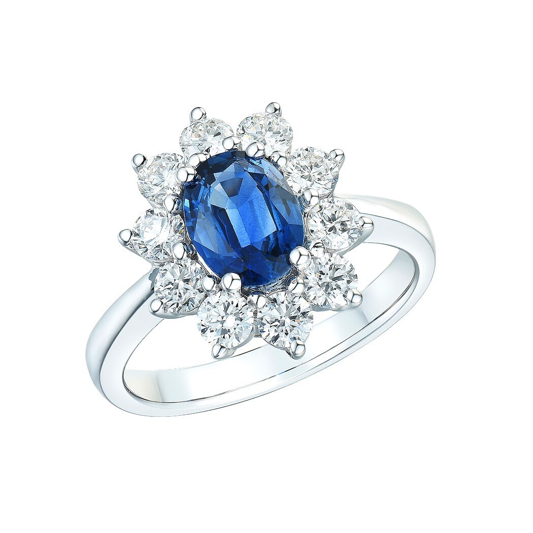 Sapphire and Diamond Ring in 18K White Gold