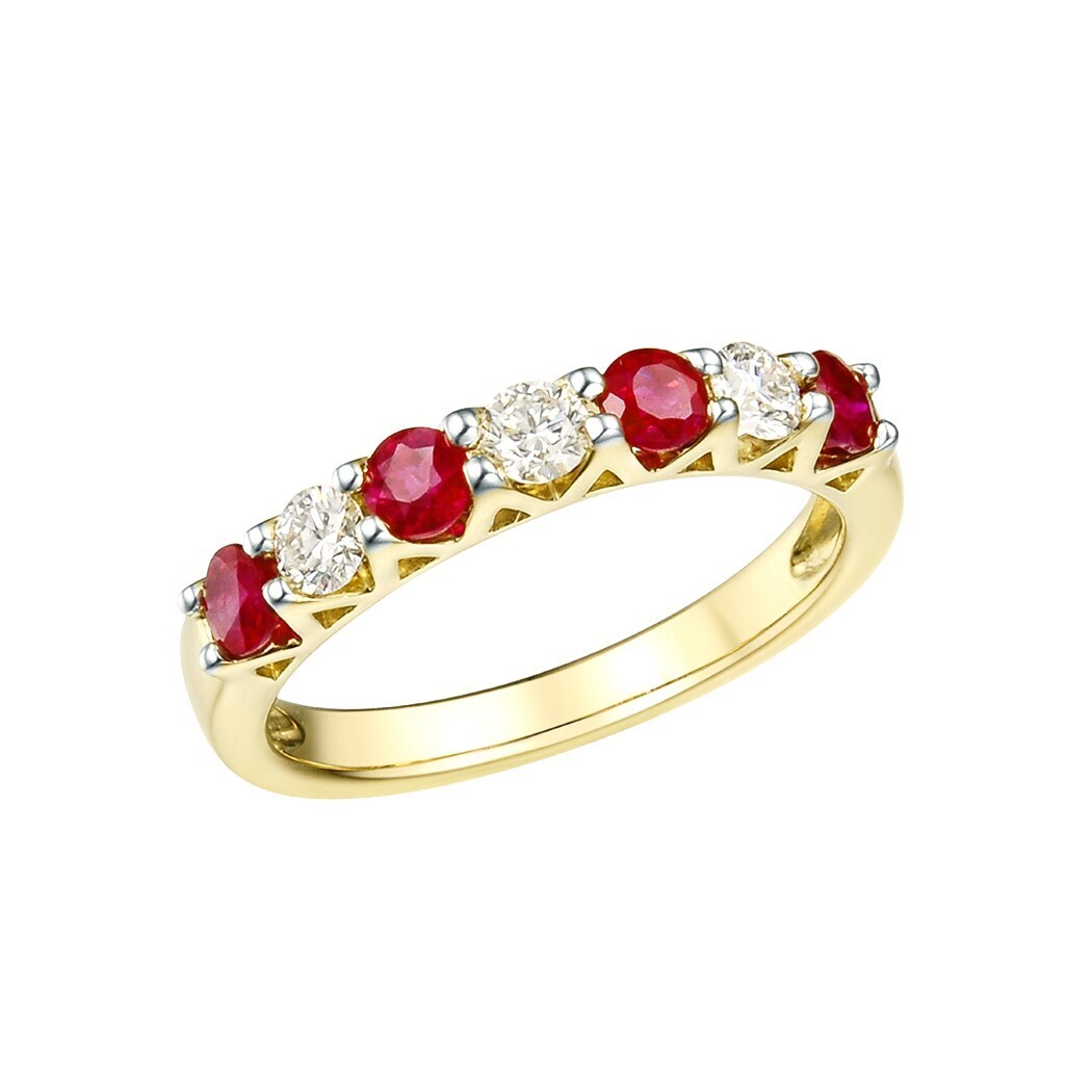 Ruby and Diamond Ring in 14K White and Yellow Gold
