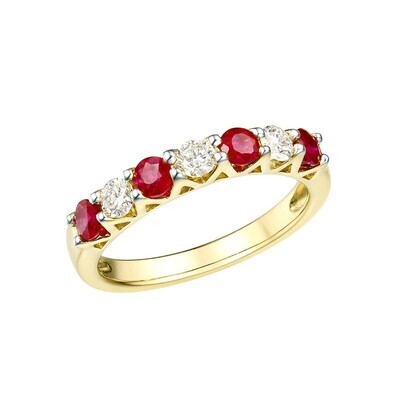 Ruby and Diamond Ring in 14K White and Yellow Gold